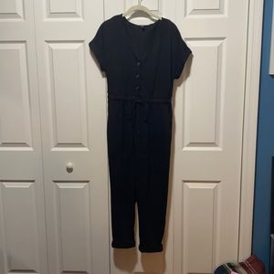 Express Black Thick Cotton Button Jumpsuit